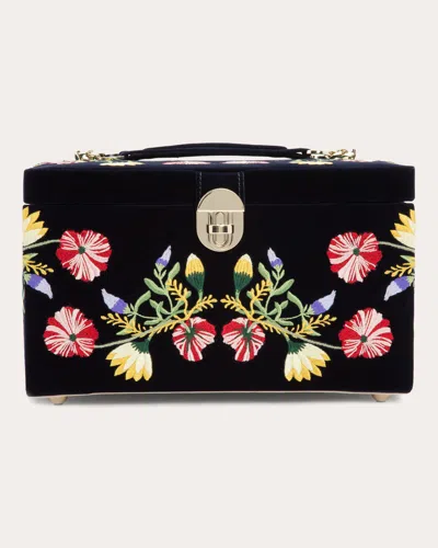 Wolf Women's Zoe Embroidered Velvet Medium Jewelry Box In Blue