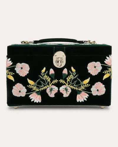 Wolf Women's Zoe Embroidered Velvet Medium Jewelry Box In Green