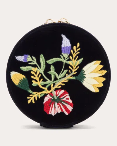 Wolf Women's Zoe Embroidered Velvet Round Travel Case In Blue