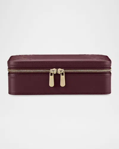 Wolf X Liberty Medium Travel Zip Jewelry Case In Burgundy