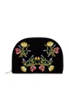 Wolf Embroidered Zoe Zip-up Jewellery Case In Blue