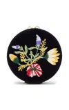 Wolf Zoe Embroidered Velvet Travel Round In Blue