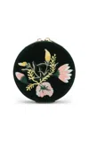 Wolf Zoe Embroidered Velvet Travel Round In Green