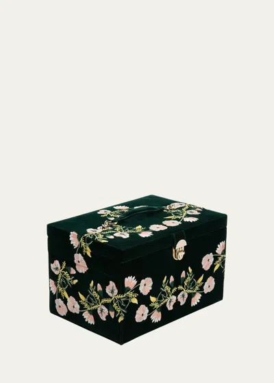 Wolf Zoe Large Jewelry Box In Forest Green