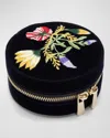 Wolf Zoe Embroidered Velvet Travel Round In Indigo