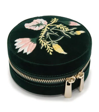 Wolf Zoe Round Travel Jewelry Case In Forest Green