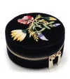 Wolf Zoe Embroidered Velvet Travel Round In Purple