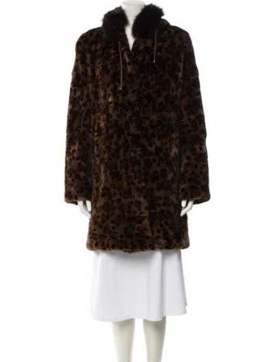 Pre-owned Wolfie Fur Animal Print Fur Jacket W/ Tags In Brown
