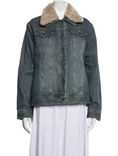 Pre-owned Wolfie Fur Denim Jacket In Blue