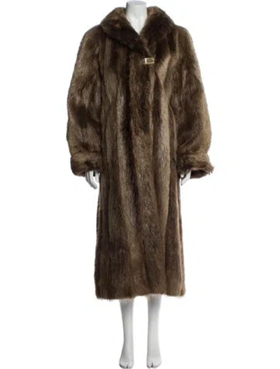 Pre-owned Wolfie Fur Faux Fur Coat In Neutral