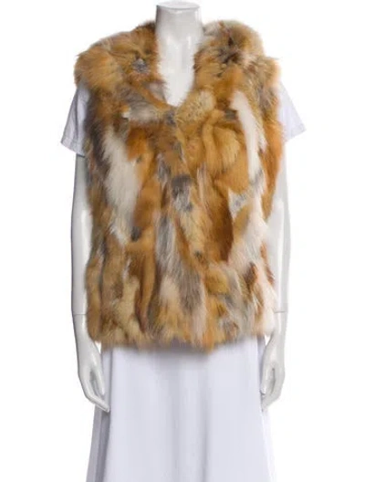 Pre-owned Wolfie Fur Fox Printed Fur Jacket W/ Tags In Brown