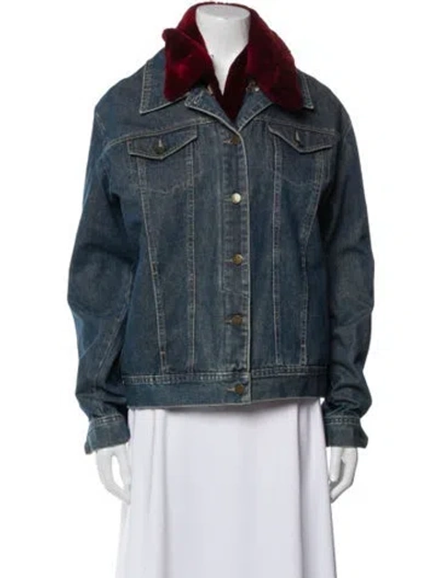 Pre-owned Wolfie Fur Lamb Fur Denim Jacket In Blue