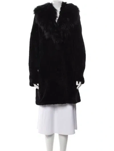 Pre-owned Wolfie Fur Lamb Fur Fur Coat W/ Tags In Black