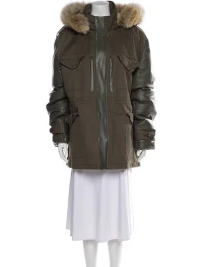 Pre-owned Wolfie Fur Leather Fur Coat In Green