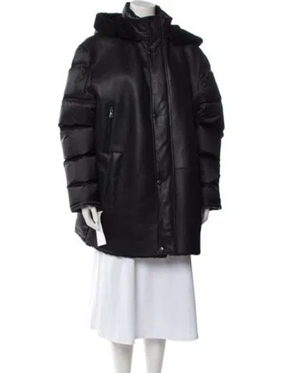 Pre-owned Wolfie Fur Leather Parka In Black