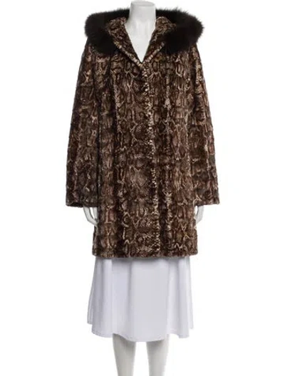 Pre-owned Wolfie Fur Mink Animal Print Fur Coat In Brown