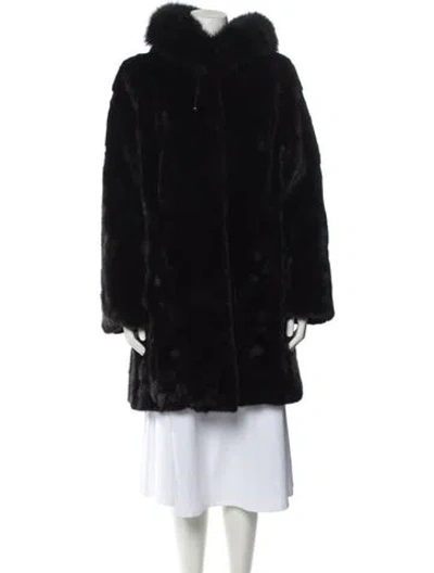 Pre-owned Wolfie Fur Mink Fur Coat W/ Tags In Black