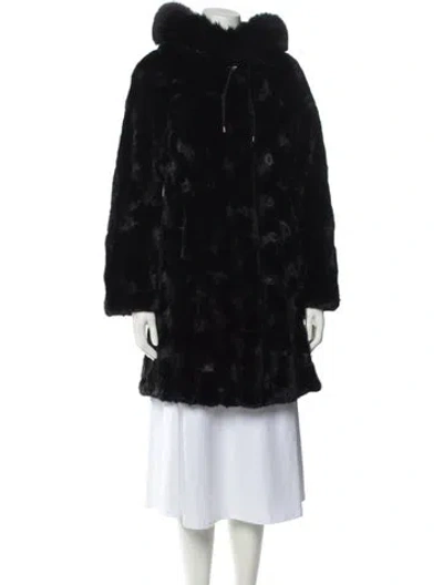 Pre-owned Wolfie Fur Mink Printed Fur Coat W/ Tags In Black
