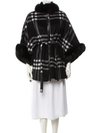 Pre-owned Wolfie Fur Plaid Print Fur Jacket In Black