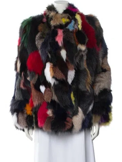 Pre-owned Wolfie Fur Printed Fur Jacket W/ Tags In Black