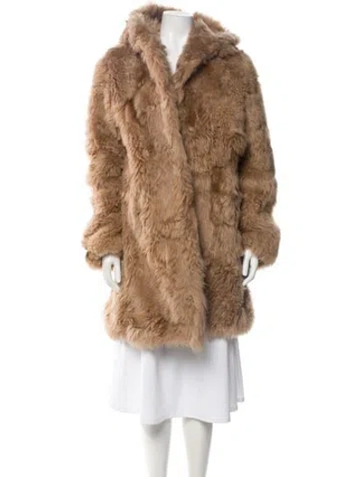 Pre-owned Wolfie Fur Shearling Fur Coat In Neutral