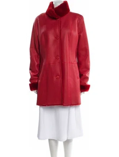 Pre-owned Wolfie Fur Shearling Fur Coat In Red