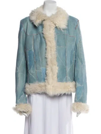 Pre-owned Wolfie Fur Shearling Fur Jacket In Blue