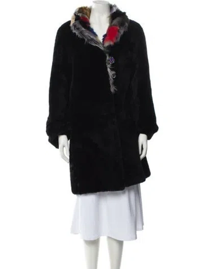 Pre-owned Wolfie Fur Shearling Patterned Fur Coat W/ Tags In Black
