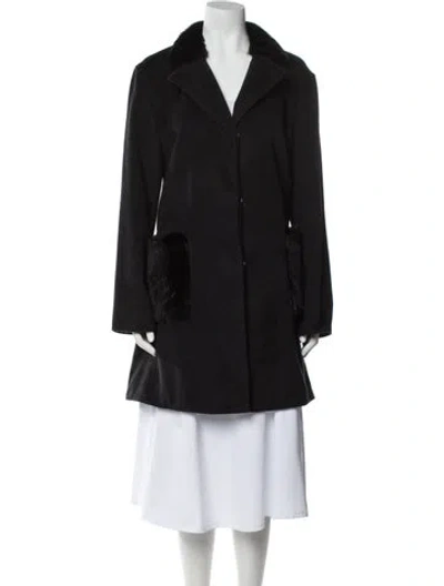 Pre-owned Wolfie Fur Wool Coat W/ Tags In Black