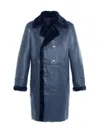 Wolfie Furs Men's Made For Generations Classic Fit Shearling Trench Coat In Navy
