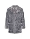 Wolfie Furs Men's Made For Generations Classic Fit Suede Shearling Jacket In Antique Grey