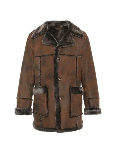 Wolfie Furs Men's Made For Generations Classic Fit Suede Shearling Jacket In Rust