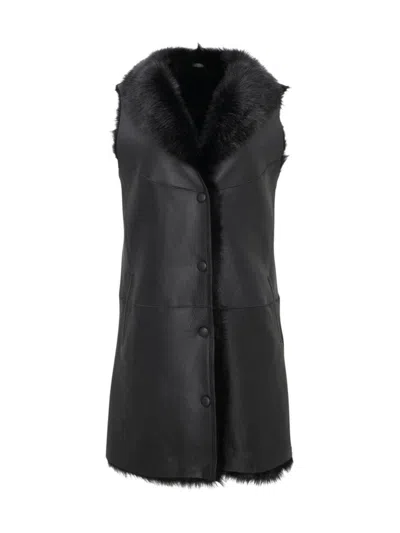 Wolfie Furs Women's Made For Generation Longline Shearling Vest In Black