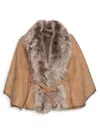 Wolfie Furs Women's Made For Generation Toscana Shearling Cape In Tan