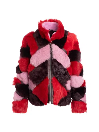 Wolfie Furs Women's Made For Generations Chevron-pattern Shearling Jacket In Multi