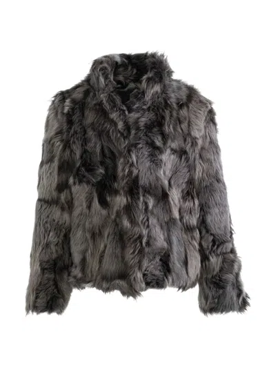 Wolfie Furs Women's Made For Generations Classic Fit Toscana Shearling Jacket In Charcoal