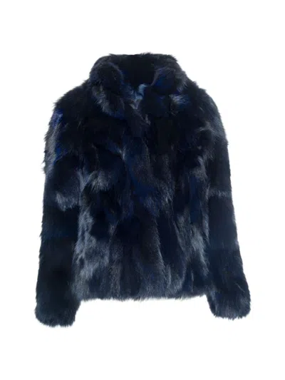 Wolfie Furs Women's Made For Generations Classic Fit Toscana Shearling Jacket In Navy