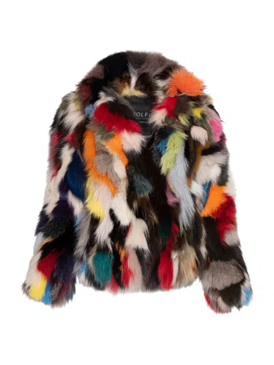 Wolfie Furs Women's Made For Generations Classic Fit Toscana Shearling Jacket In Orange Multi