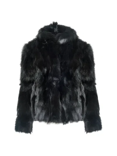 Wolfie Furs Women's Made For Generations Classic Fit Toscana Shearling Jacket In True Black