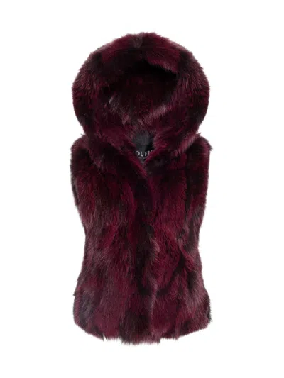 Wolfie Furs Women's Made For Generations Collection Toscana Shearling Vest In Burgundy Wine