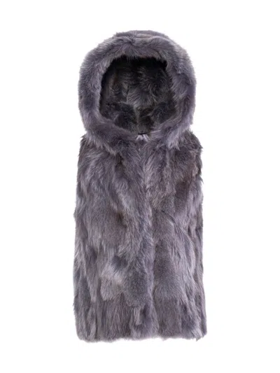 Wolfie Furs Women's Made For Generations Collection Toscana Shearling Vest In Charcoal