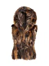Wolfie Furs Women's Made For Generations Collection Toscana Shearling Vest In Marble Brown