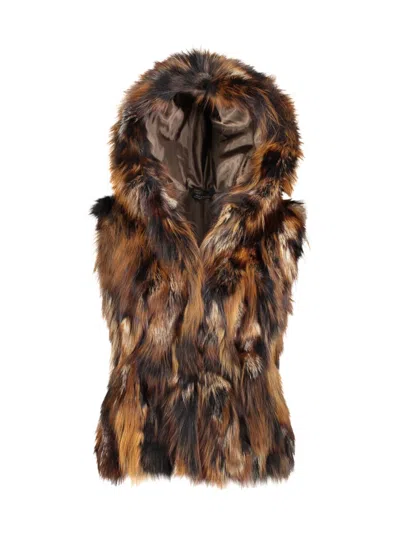Wolfie Furs Women's Made For Generations Collection Toscana Shearling Vest In Marble Brown