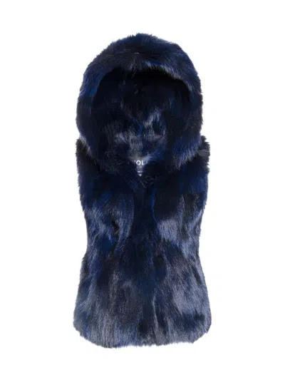 Wolfie Furs Women's Made For Generations Collection Toscana Shearling Vest In Navy Blue