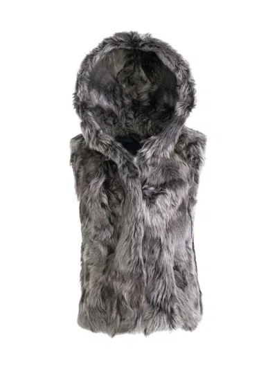 Wolfie Furs Women's Made For Generations Collection Toscana Shearling Vest In Silver Black