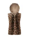 Wolfie Furs Women's Made For Generations Leopard Print Shearing Hooded Reversible Vest In Animal Print