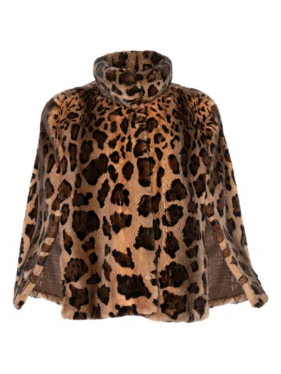 Wolfie Furs Women's Made For Generations Merino Shearling Cape In Leopard