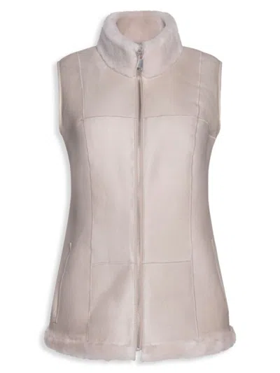 Wolfie Furs Women's Made For Generations Merino Shearling Zip-front Vest In Ice