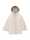 Wolfie Furs Women's Made For Generations Shearing & Down Hooded Cape In Vanilla