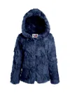 Wolfie Furs Women's Made For Generations Shearling Hooded Jacket In Blue